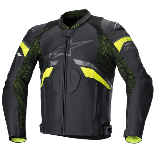 ALPINESTARS GP PLUS R V3 RIDEKNIT LEATHER JACKET – BLACK / YELLOW FLUO   at Webbs Motorcycles