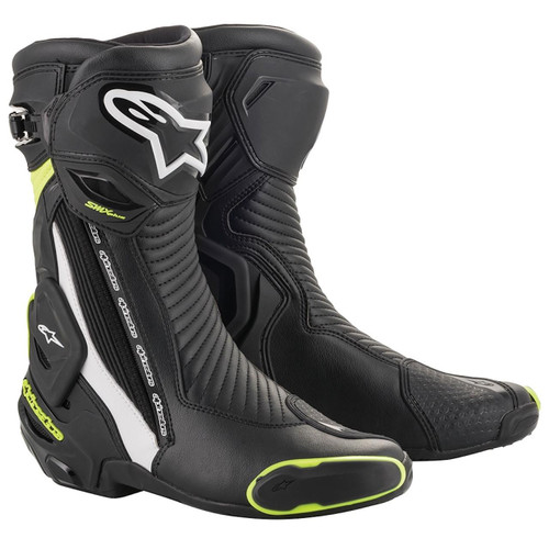 ALPINESTARS SMX PLUS V2 MENS BOOTS – BLACK / WHITE / YELLOW FLUO   at Webbs Motorcycles