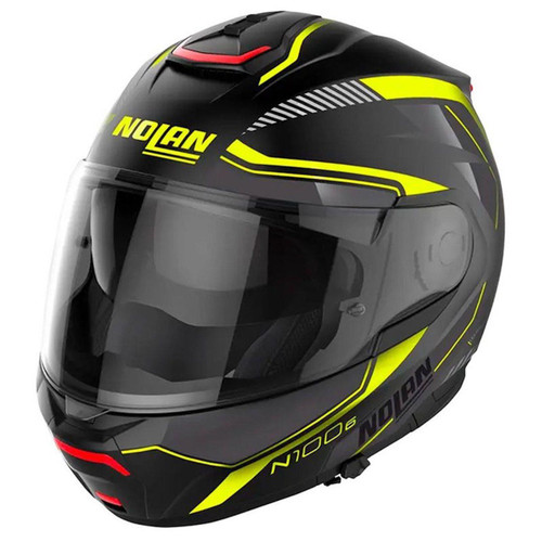 NOLAN N100-6 SURVEYOR N-COM BLACK FLURO YELLOW   FLIP FRONT   at Webbs Motorcycles