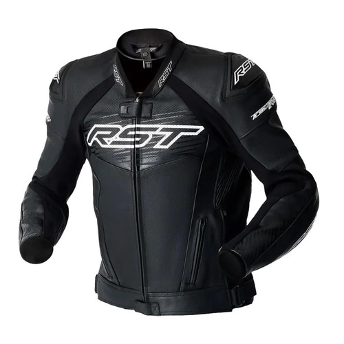 RST TRACTECH EVO D3O LEATHER JACKET BLACK/WHITE   at Webbs Motorcycles