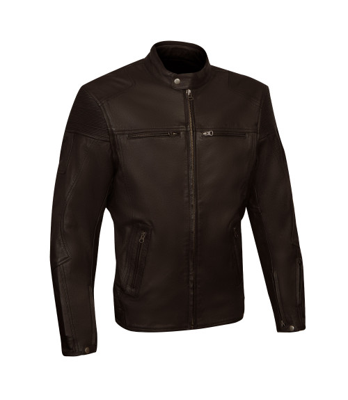 VENTI MENS IGNITION LEATHER JACKET BROWN