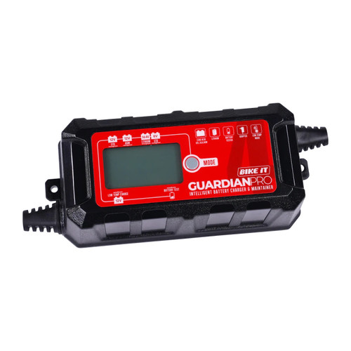 BIKE IT GUARDIAN PRO 4 INTELLIGENT BATTERY CHARGER AND MAINTAINER – 6/12/14.4V 6A AT WEBBS MOTORCYCLES