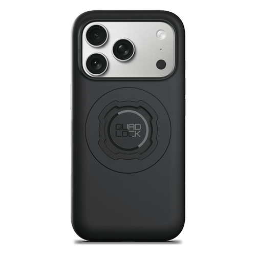 QUAD LOCK MAG CASE IPHONE 17 PRO, black protective phone case with magnetic mount for iPhone 17 Pro at Webbs Motorcycles