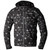 RST HAVOC CE MEN'S TEXTILE JACKET BLACK/GREY, front view of a men's motorcycle textile jacket with black and grey abstract pattern, waterproof zippers, and a hood, available at Webbs Motorcycles.