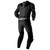 RST TRACTECH EVO D3O Leather Suit Black and White, rear view showcasing the aerodynamic design and protective features.