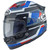 ARAI QUANTIC ABSTRACT BLUE helmet, motorcycle helmet with abstract blue, red, black, and gray design at Webbs Motorcycles.
