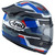 ARAI QUANTIC ABSTRACT BLUE helmet, motorcycle helmet with a modern geometric design in blue, black, white, and red colors for motorcycle safety.
