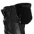 VENTI MAX RACE BOOT BLACK, close-up view of a black racing motorcycle boot featuring a zipper, velcro strap, and protective padding.