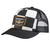 Triumph Eugene DGR Cap, black and white checkered trucker-style cap with embroidered patch of Triumph logo and text 'Never Dapper Together' at Webbs Motorcycles.