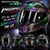 Scorpion EXO-FULL Carbon R1 Propel Motorcycle Helmet in Black Chameleon with free DK Visor and Pinlock, five-year warranty, featuring a black, green, purple, red, and silver design, front, side, and rear views.