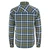 VENTI MENS ROGUE KEVLAR RIDING SHIRT NAVY/OLIVE CHECK, back view of a men's plaid riding shirt with navy, olive, white, and blue check pattern from Webbs Motorcycles.