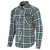 VENTI MENS ROGUE KEVLAR RIDING SHIRT NAVY/OLIVE CHECK, men's riding shirt with navy and olive check pattern, featuring multiple chest pockets and button-up front.