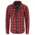Venti Men's Rogue Kevlar Riding Shirt Black/Red Check, a men's riding shirt with a black and red checkered pattern, featuring multiple pockets and durable Kevlar material for motorcycle safety.