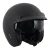 STEALTH OPEN FACE HELMET – MATT BLACK WITH PEAK & SUN VISOR, front view showing the matte black finish, attached peak, and integrated sun visor for motorcycle safety and style.