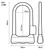 Oxford Grinder S1 U-Lock 320mm, technical dimension diagram showing the lock’s 320mm height, 116mm internal width, 184mm base width and 46mm side profile.
