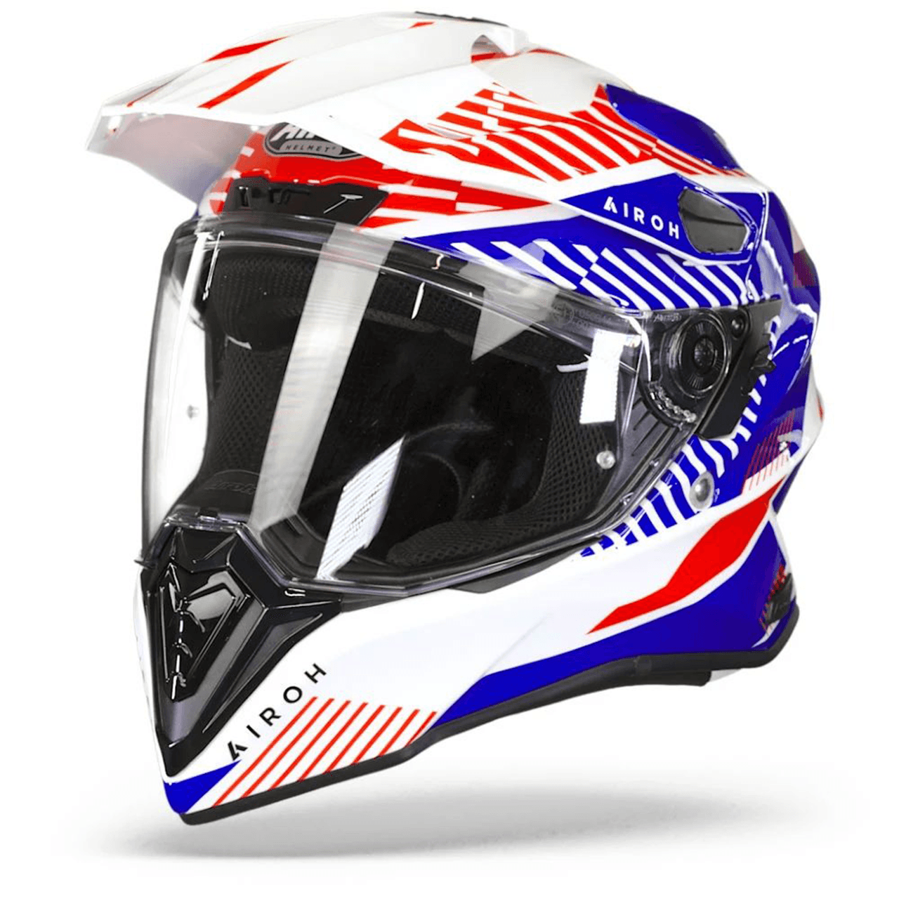 AIROH COMMANDER ADVENTURE HELMET 'BOOST' WHITE/BLUE GLOSS| Webbs