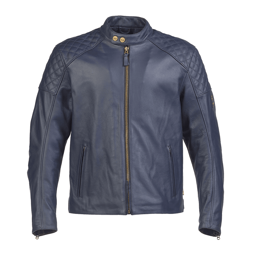 Triumph | BRADDAN LEATHER MOTORCYCLE JACKET BLUE | Webbs