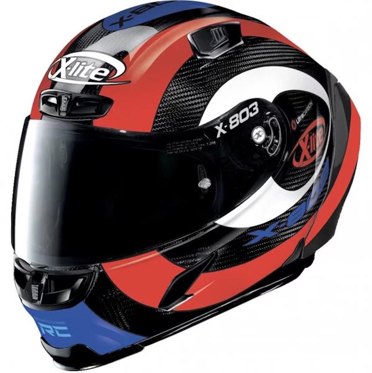 x-lite x-803 rs ultra carbon HATRICK RED/BLUE full face | Webbs