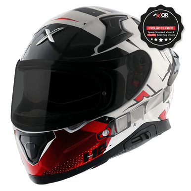 AXOR Apex Full Face Helmet Hex-2 Black Red Gloss Webbs