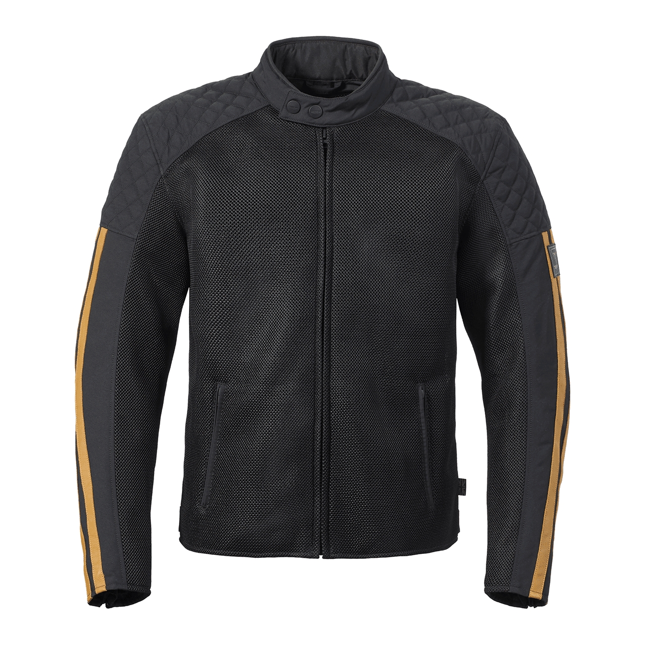 Image of Triumph Braddan Retro Mesh Motorcycle Jacket Black Gold | Triumph Motorcycle Clothing