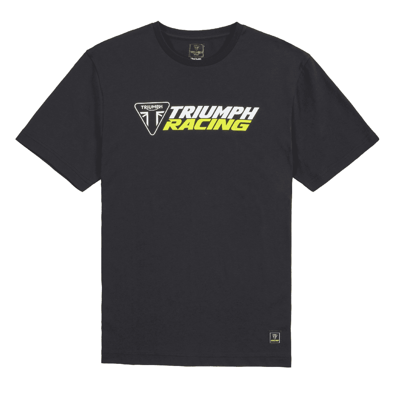 Image of Triumph Racing Logo T-Shirt Black/Yellow | Triumph Motorcycle Clothing