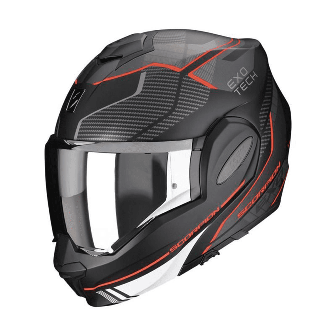 Image of Scorpion Exo Tech Evo Animo Black Red Front Motorcycle Helmet