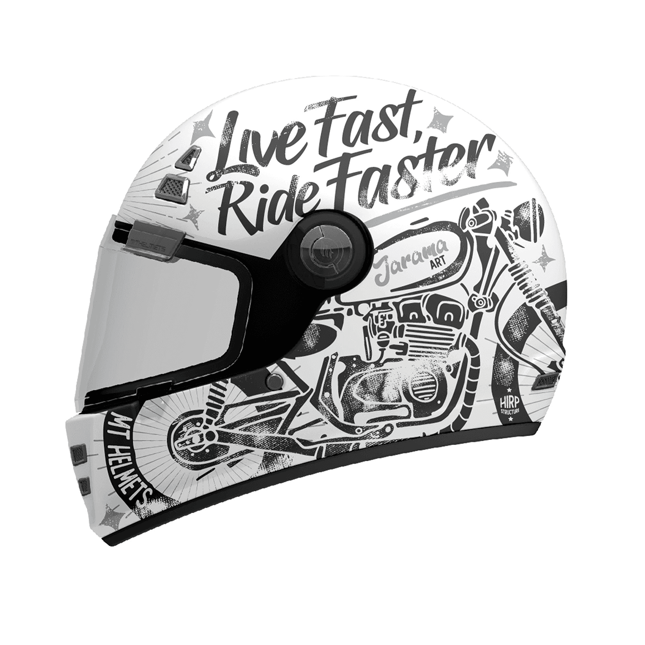 Image of Mt Jarama Sv Art Motorcycle Helmet White/Black