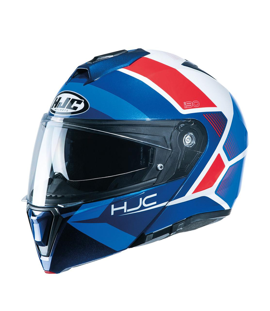 Image of Hjc I-90 Hollen Flip Front Motorcycle Helmet Red Black Blue