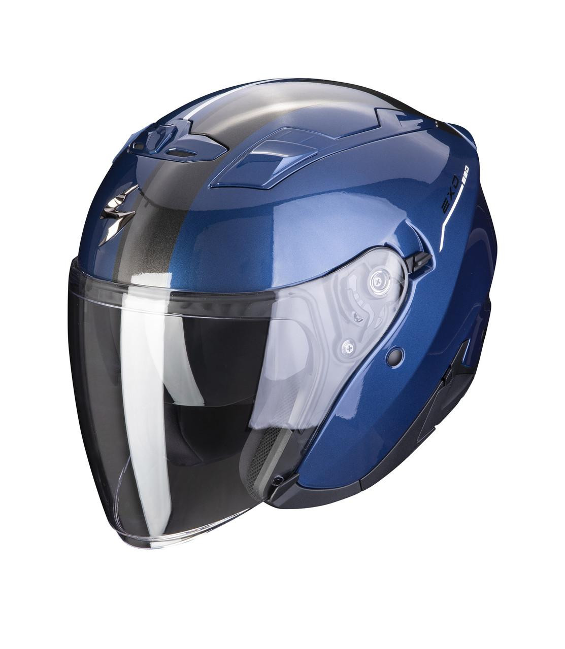 Image of Scorpion Exo 230 Open Face Motorcycle Helmet Sr Blue