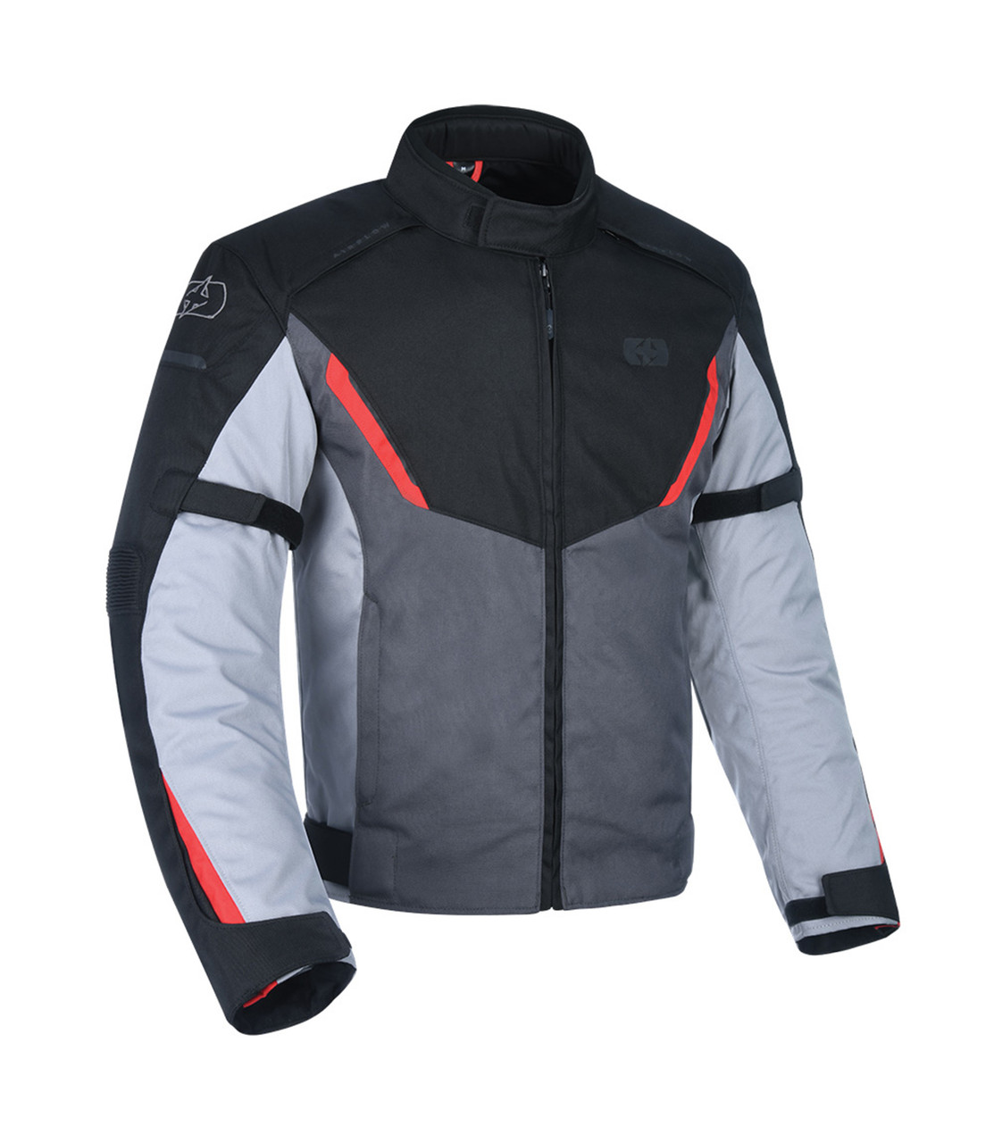 Image of Oxford Delta Motorcycle Jacket Grey Red