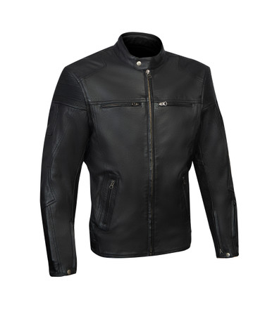 VENTI MENS IGNITION LEATHER JACKET BLACK