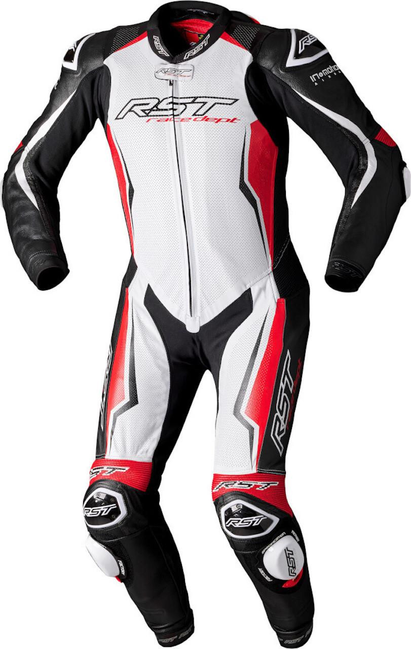 Rstrst  V4.1 Kangaroo Airbag Mens Leather Suit White/Red/Black