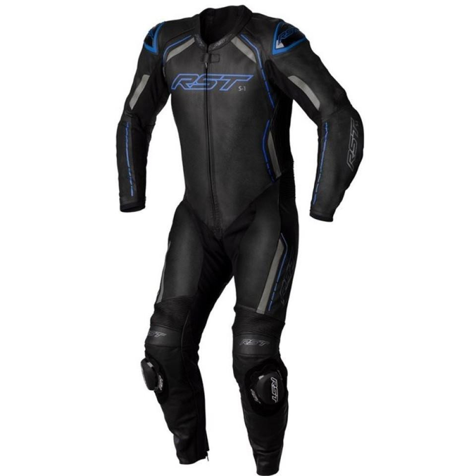 Rst S1 Ce Mens Leather Suit Black  Grey Neon Blue