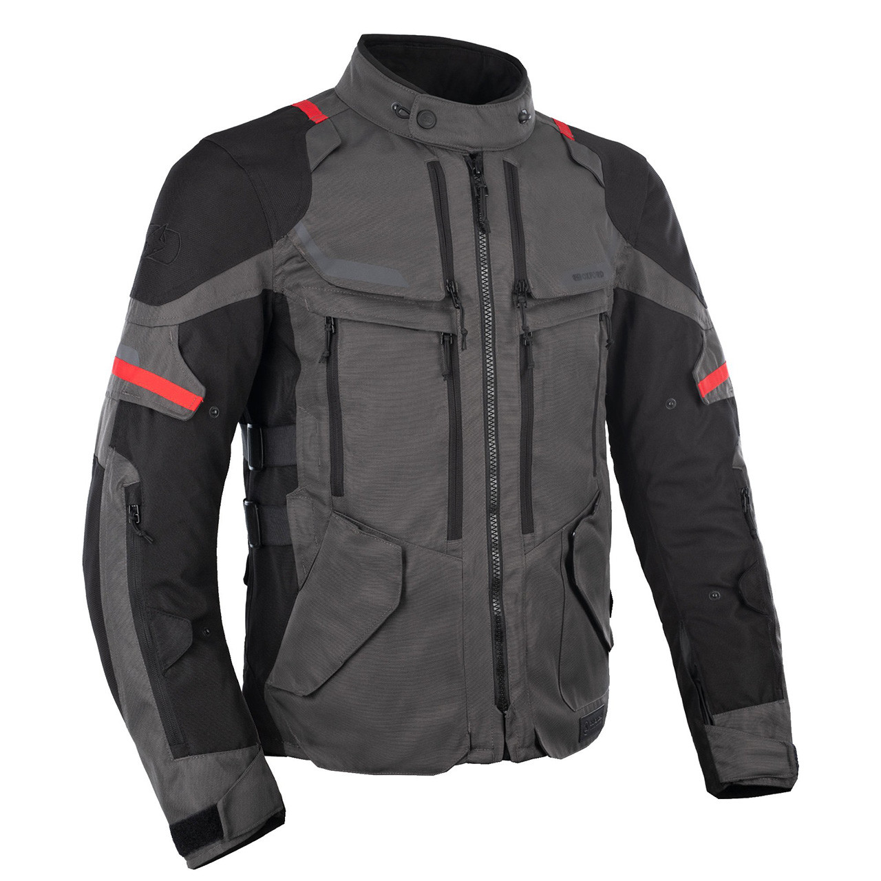 Image of Oxford Rockland Motorcycle Jacket Charcoal Black Red