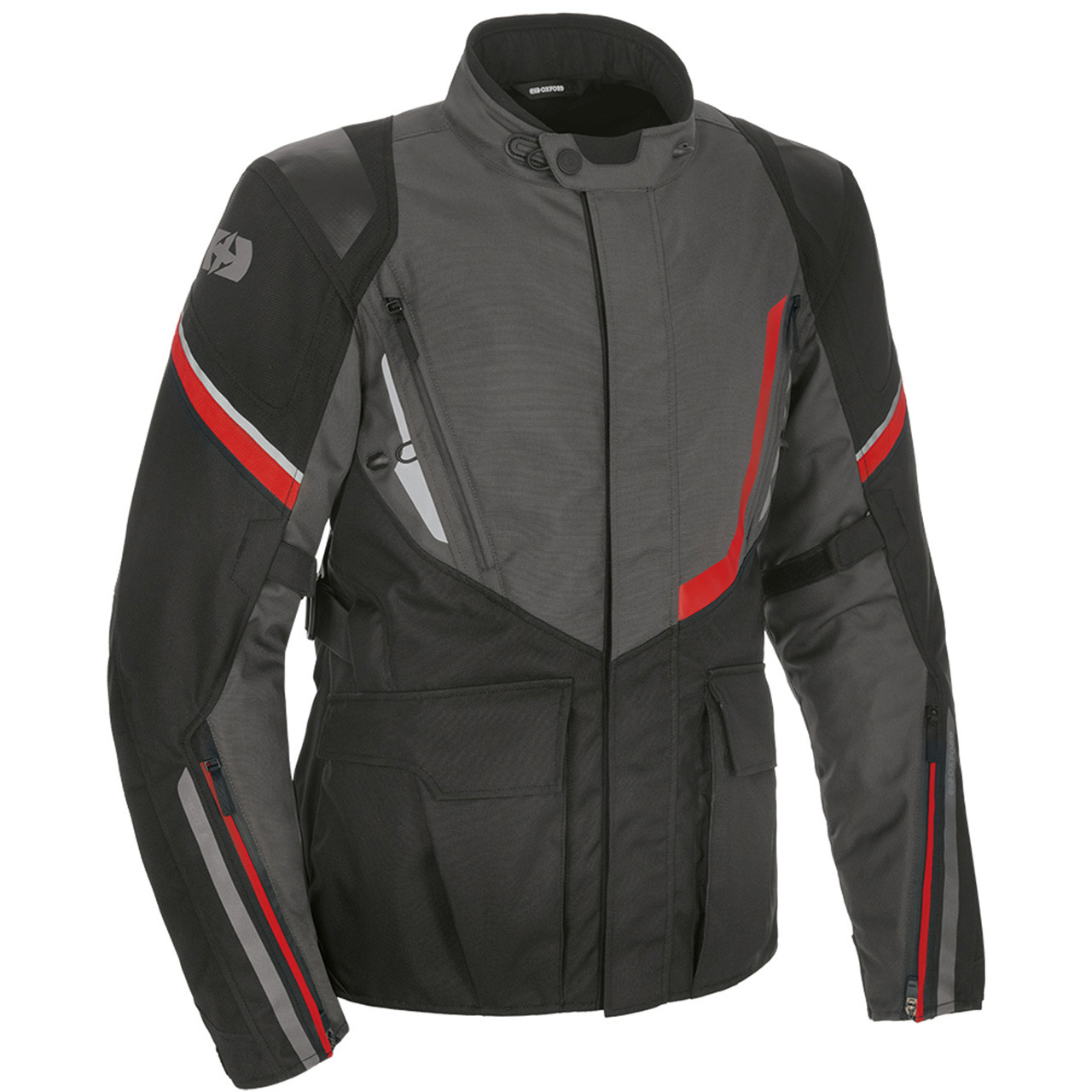 Image of Oxford Montreal Motorcycle Jacket Black Grey&Red