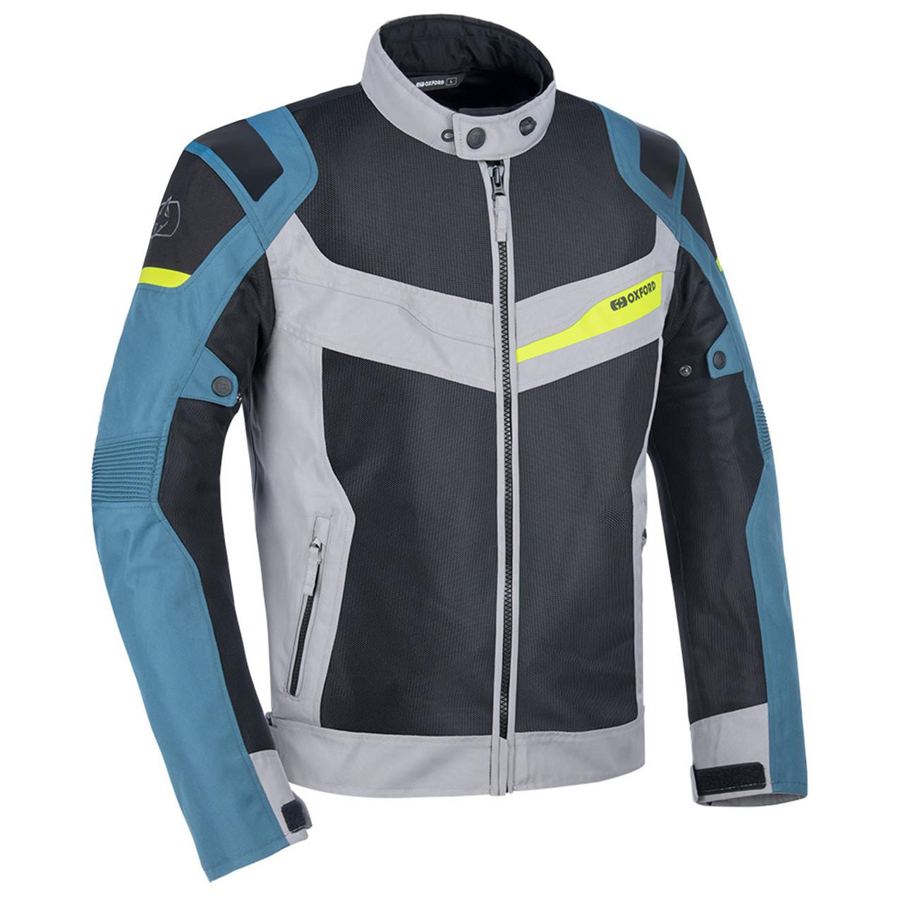 Image of Oxford Dakar Air Motorcycle Jacket Silver/Blue/Fluo