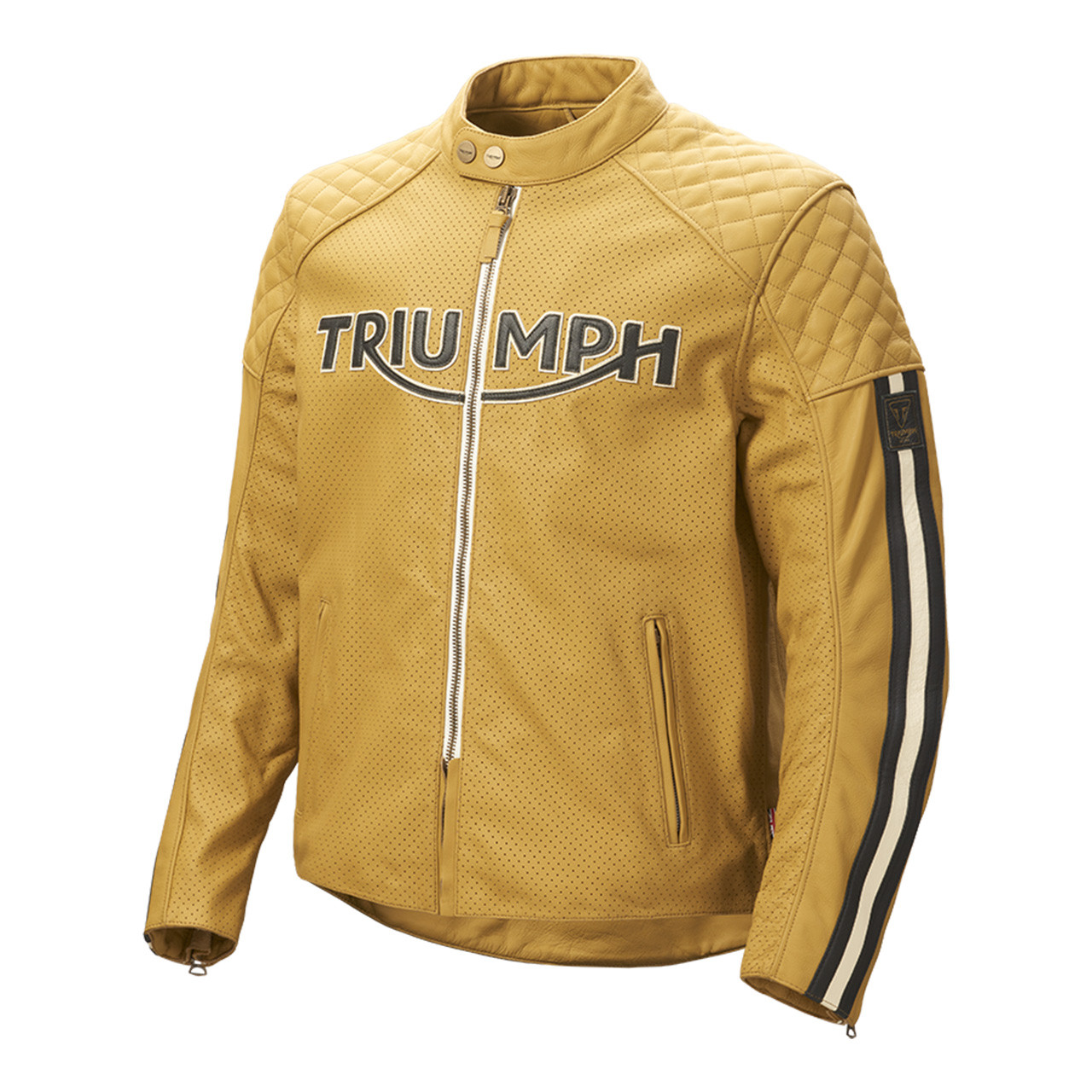 Image of TRIUMPH BRADDAN AIR RACE LEATHER JACKET GOLD