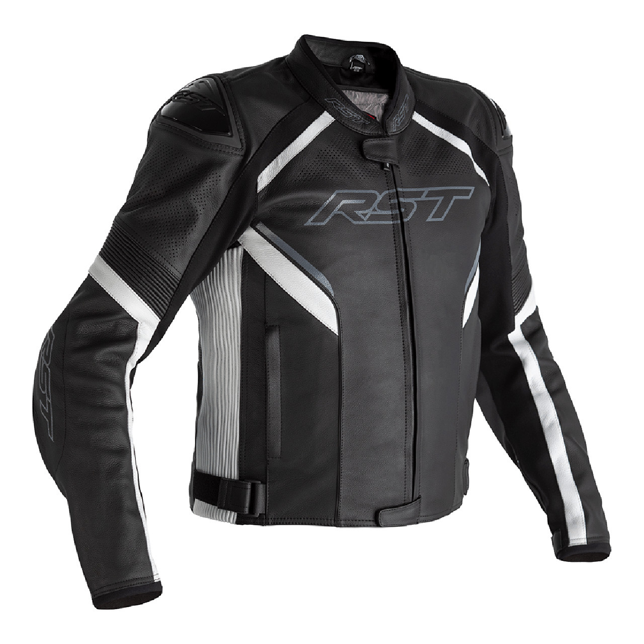 Image of Rst Sabre Leather Motorcycle Jacket Black/White