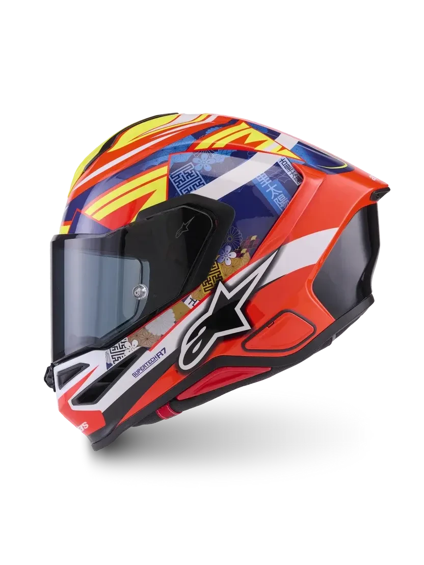 Alpinestars S-R7 Taiyo Furusato – Red / White / Blue / Yellow Fluo Glossy – Full Face Motorcycle Helmet