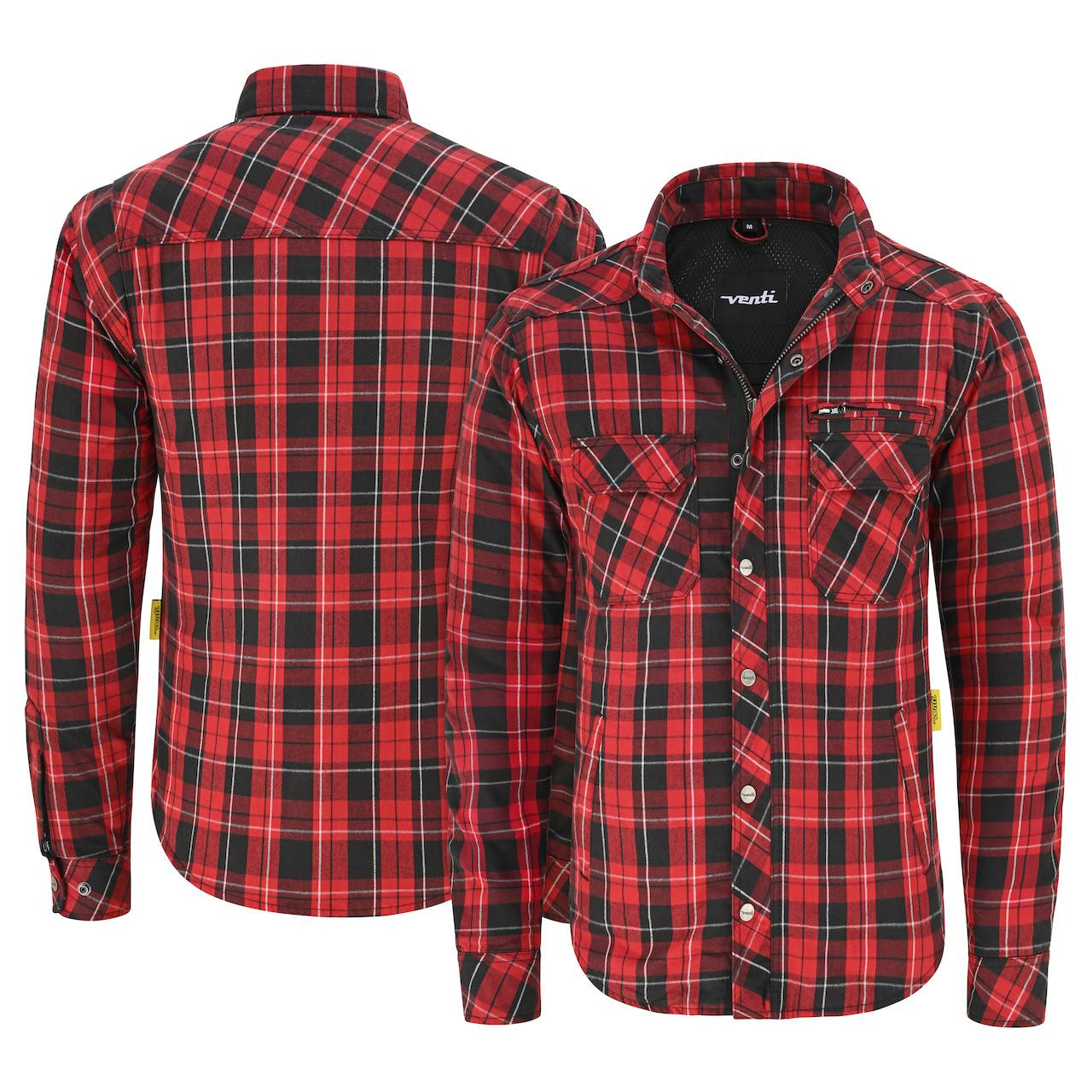 Venti Mens Rogue Kevlar Riding Shirt Blk/Red Check