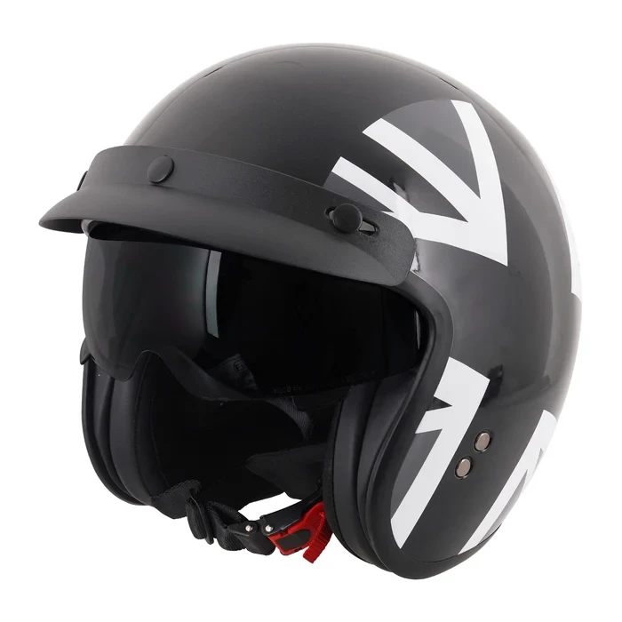 Stealth Open Face Motorcycle Helmet – Mono Jack With Peak & Sun Visor