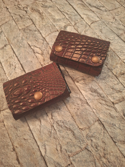 Deep Red Croc Embossed Genuine Leather Wallet