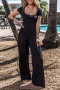 Black high Waist Romper with Pleats