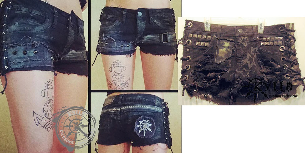 Custom Rock Wear - Women's Custom Distressed Denim Shorts (Allow 3 Months)