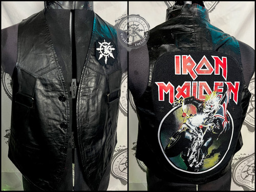 Iron Maiden genuine leather vest biker vest size M unisex