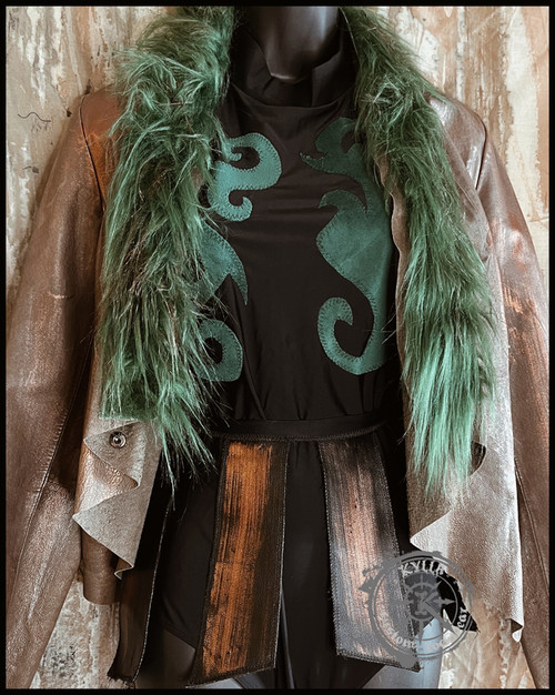 PANGAEA - Women's Wrestling Gear with leather entrance jacket - One of a Kind- Dark Elf theme  size M kylla custom rock wear