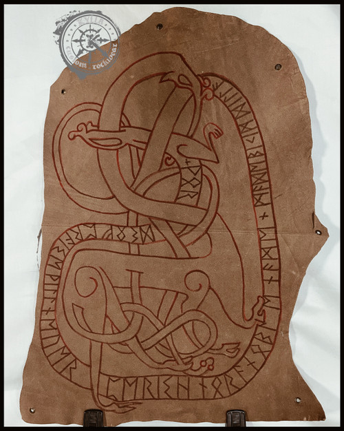 Option 2 - Viking Runestone Tapestry handpainted on genuine deerskin with Havamal quotes
