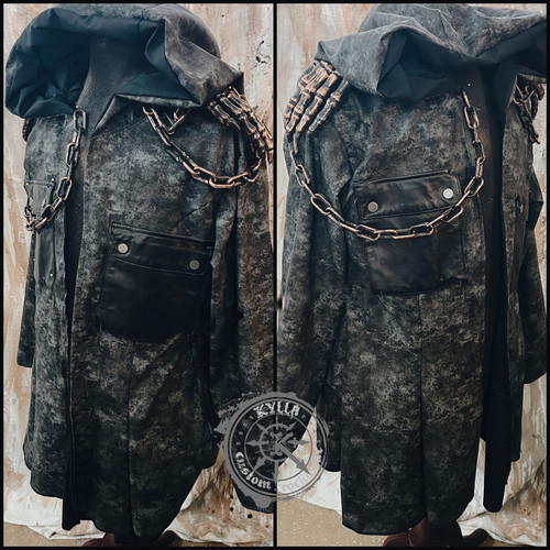 TENEBRAE- shadow lord entrance jacket cloak size unisex XL/L with skeleton hand and chain detail kylla custom rock wear
