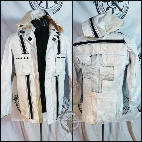 PERMAFROST - Hoth genuine white leather hooded jacket size M/L kylla custom rock wear jacket