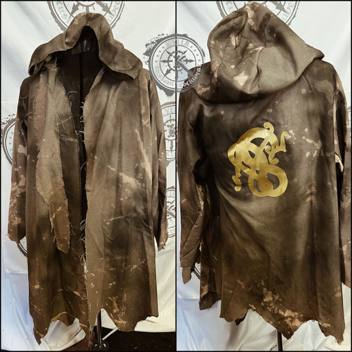 VIKING linen cloak shaman robe with gold runesnake